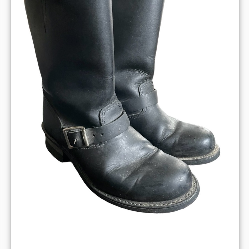 Frye Men's Black Leather Buckle Boots